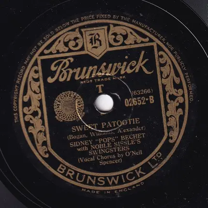 Sidney Bechet With Noble Sissle Swingsters - Viper Mad / Sweet Patootie