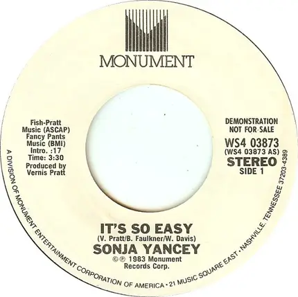 Sonja Bird Yancey - It's So Easy