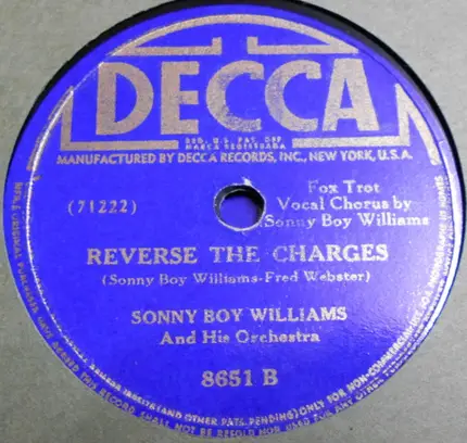 Sonny Boy Williams And His Orchestra - Rubber Bounce / Reverse The Charges