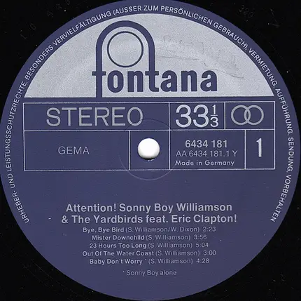 Sonny Boy Williamson and The Yardbirds - Attention