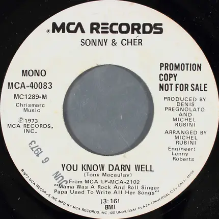 Sonny & Cher - The Greatest Show On Earth / You Know Darn Well