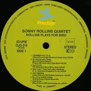 LP - Sonny Rollins Quintet With Kenny Dorham And Max Roach - Rollins Plays For Bird