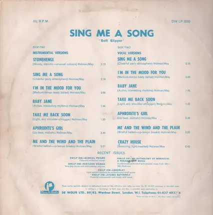 Soft Slipper - Sing Me A Song