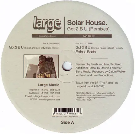 Solar House - Got 2 B U (Remixes)