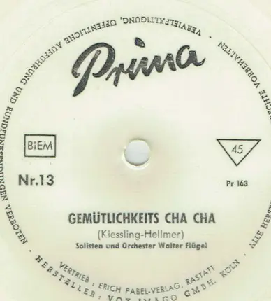 Solisten Und Orchester Walter Flügel - Gemütlichkeits Cha Cha