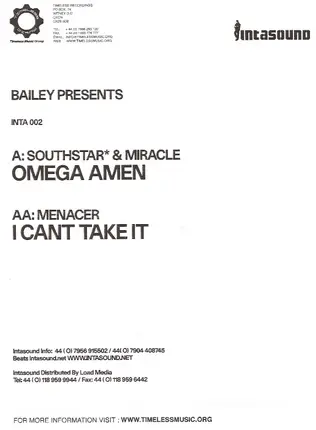 Southstar & Miracle / Menacer - Omega Amen / I Can't Take It