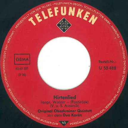Slavko Avsenik Und Seine Original Oberkrainer - Hirtenlied