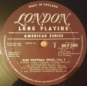 LP - Slim Whitman - Slim Whitman Sings Vol. 3 - Mono