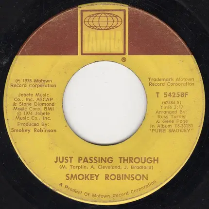 Smokey Robinson - Baby That's Backatcha / Just Passing Through