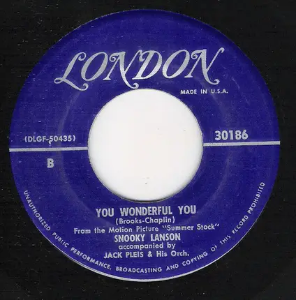 Snooky Lanson - Honestly I Love You / You Wonderful, You