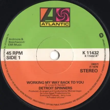 Detroit Spinners - Working My Way Back To You / Disco Ride