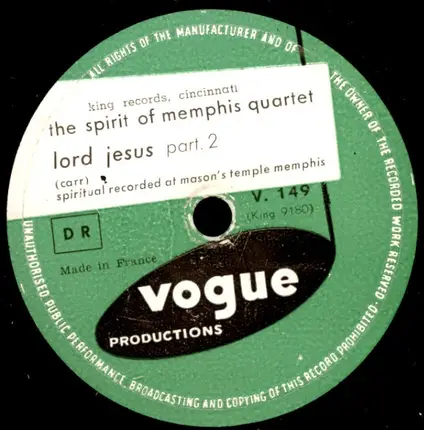 Spirit Of Memphis Quartet - Lord Jesus Part 1 / Lord Jesus Part 2