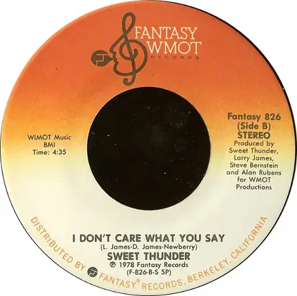 Sweet Thunder - Baby, I Need Your Love Today / I Don't Care What You Say