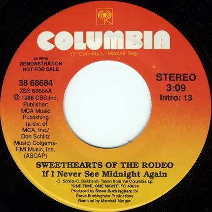 Sweethearts Of The Rodeo - If I Never See Midnight Again
