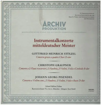 Stölzel / Graupner / Pisendel - Instrumentalkonzerte Mitteldeutscher Meister