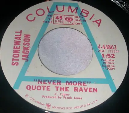 Stonewall Jackson - How Many Lies Can I Tell / 'Never More' Quote The Raven