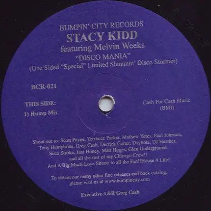Stacy Kidd Featuring Melvin Meeks - Disco Mania