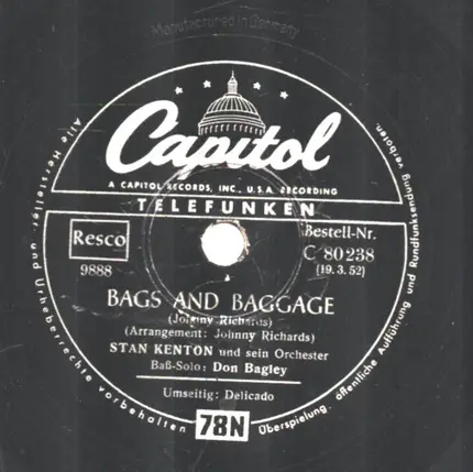 Stan Kenton And His Orchestra - Bags And Baggage / Delicado