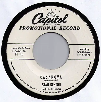 Stan Kenton And His Orchestra - Casanova / Dark Eyes