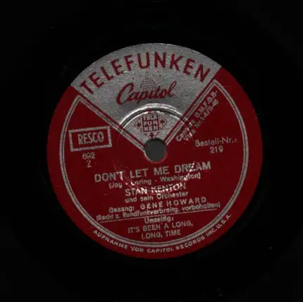 Stan Kenton And His Orchestra - It's Been A Long, Long Time / Don't Let Me Dream