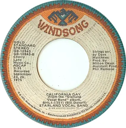 Starland Vocal Band - Afternoon Delight / California Day
