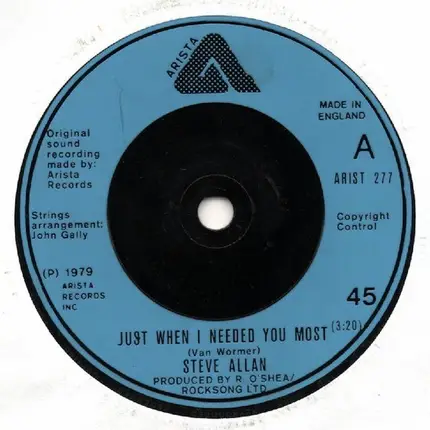 Steve Allan - Just When I Needed You Most