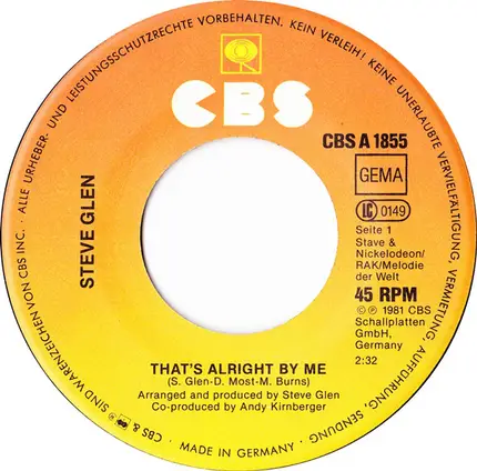 Steve Glen - That's Alright By Me