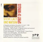 CD - Steve Lacy / Eric Watson - Spirit Of Mingus