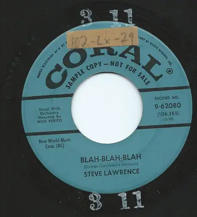 Steve Lawrence - Lover In The House / Blah-Blah-Blah