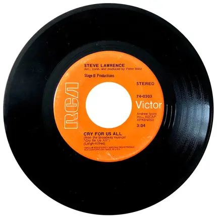 Steve Lawrence - Mama, A Rainbow / Cry For Us All