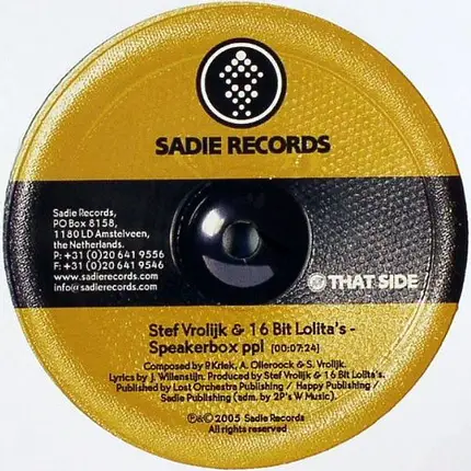 Stef Vrolijk & 16 Bit Lolita's - Out There / Speakerbox Ppl