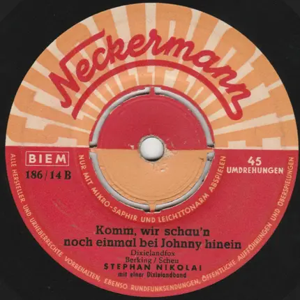 Stephan Nikolai - Grüß Mir Die Damen Aus Der Bar Von Johnny Miller / Komm, Wir Schau'n Noch Einmal Bei Johnny Hinein