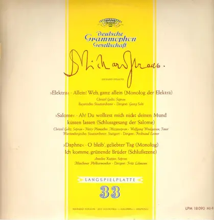 Strauss / Münchener Philh., F.Lehmann a.o. - Daphne, Salome, Elektra