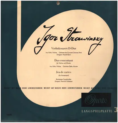 Stravinsky - Violínkonzert D-Dur ; Duo Concertant Für Violine Und Klavier ; Ein Kartenspiel