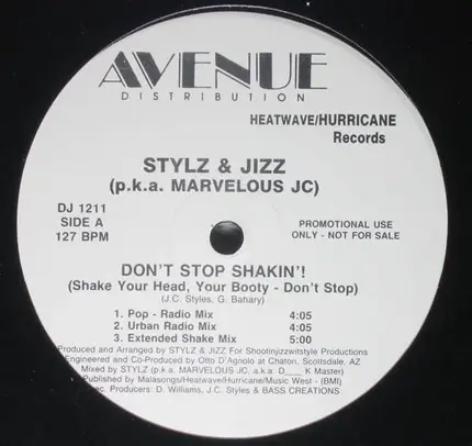 Stylz & The J.I.Z. - Don't Stop Shakin'! / I Can't Take The Power