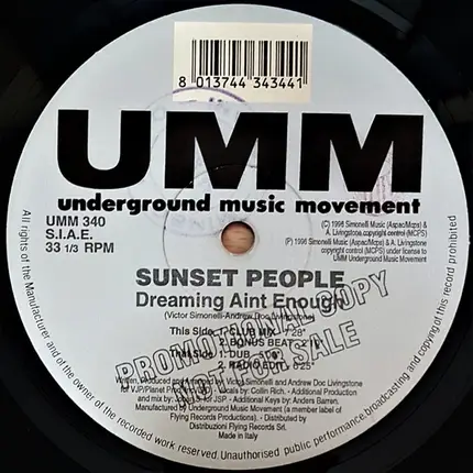 Sunset People - Dreaming Aint Enough