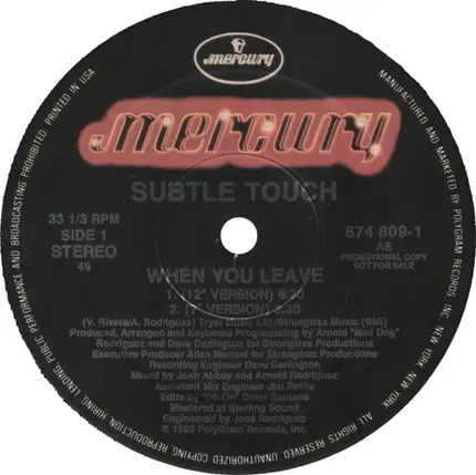 Subtle Touch - When You Leave