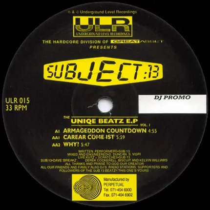 Subject 13 - The Uniqe Beatz EP Vol. 1