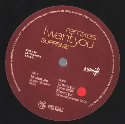 Supreme - I Want You (Remixes)