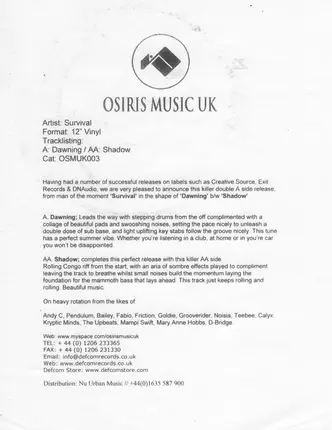 Survival - Dawning / Shadow