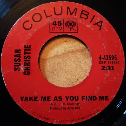 Susan Christie - I Love Onions / Take Me As You Find Me