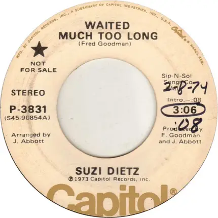 Suzi Dietz - Waited Much Too Long