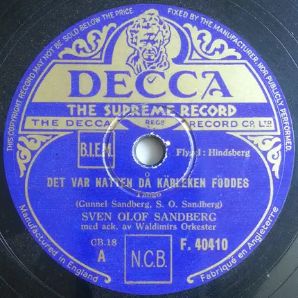 Sven-Olof Sandberg - Det Var Natten Då Kärleken Föddes / Får Jag Tala Om Att Det är Dig Jag Har Kär