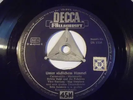 Sylvia Dahl , Die Peheiros , Vico Torriani , Kihula-Hawaiians , Sunshine-Quartett , Sigi Stenford U - Unter Südlichem Himmel